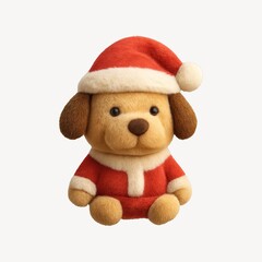 Cute plush dog Santa