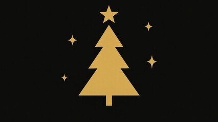 Obraz premium Minimalist golden Christmas tree desktop wallpaper
