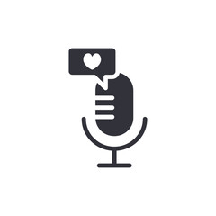 Podcast Microphone With Love Speech Bubble Icon Design