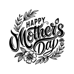 Obraz premium Happy Mother's Day Floral Typography Design