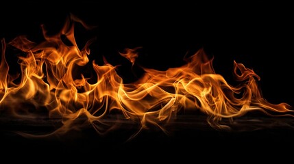 ferocity. Dramatic flames with intense orange and yellow hues isolated against a dark atmospheric background. STEM education sheets, lab safety posters, designed for biotech research communications.