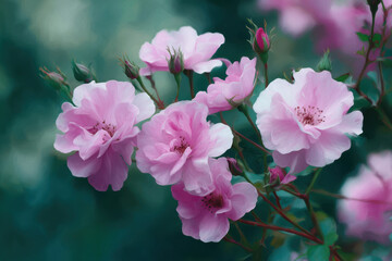 Fototapeta premium Soft pink rose floral garden dreamy painterly glow