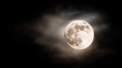 Obraz premium phase. A detailed closeup of the full moon, showcasing its textured surface against the dark expanse of space. STEM education sheets.