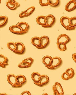 Pretzel Pattern Seamless Background Food Illustration Delicious Snack Graphic Design Overhead Close Up Studio Shot