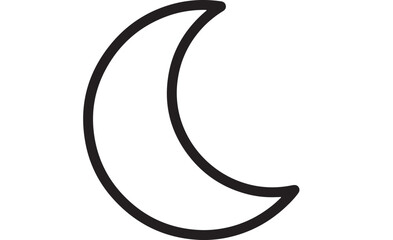 Simple crescent moon outline against a stark white background