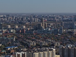 Fototapeta premium A view of Astana, the capital of the Republic of Kazakhstan. Located in the north of the country, on the banks of the Ishim River. 10 October , 2025. 