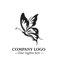 Elegant Butterfly Logo Symbol in Black on White Background with Minimalist and Modern Design
