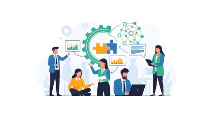 Teamwork and Collaboration Concept with Connected Digital Icons