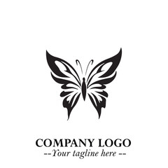 Elegant Butterfly Logo Symbol in Black on White Background with Minimalist and Modern Design

