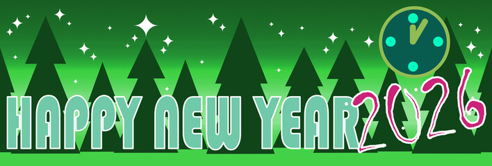 Happy New year, card, colorful and time.	