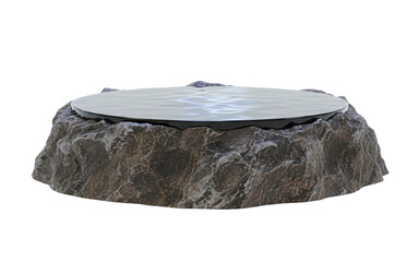 Natural stone podium with water surface display