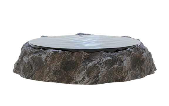 Natural stone podium with water surface display