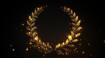 commemoration. Golden laurel wreath encircling glowing name inscription, honor theme, elegant composition. event programs, museum guides, designed for cultural heritage projects and event programs.