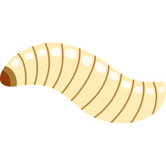 Close Up Of A Wavy Beige Larva With Brown Head And Creamy White Segments Detailed Insect Illustration On A Transparent Background