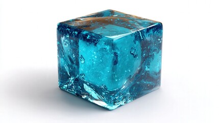 Glass cube isolated on white background