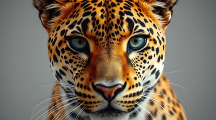 Obraz premium A close up of a jaguar with blue eyes staring ahead