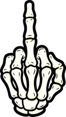 Skeleton hand giving the middle finger gesture
