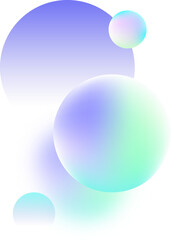 blue green abstract layer gradient ball and blurred ball transparent background