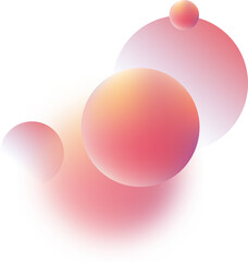 orange peach abstract layer gradient ball and blurred ball transparent background