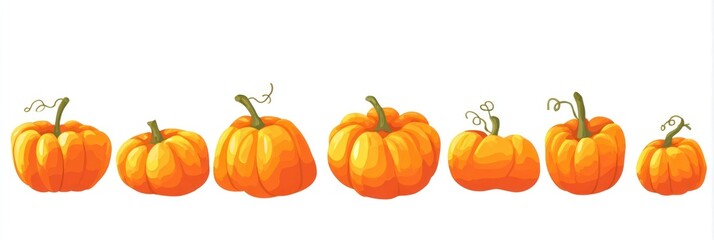 Vibrant pumpkins in autumn row.