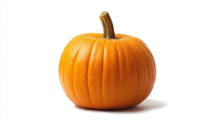 Obraz premium Vibrant orange pumpkin, perfect for autumn displays and seasonal cooking. The pumpkin's smooth skin and sturdy stem adds rustic charm. Ready for carving, baking, or decorating.