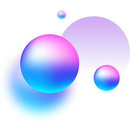 blue purple pink abstract layer gradient ball and blurred ball transparent background