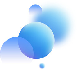 blue abstract layer gradient ball and blurred ball transparent background