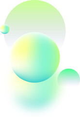 green abstract layer gradient ball and blurred ball transparent background