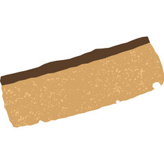 Close up of a light brown cleaning sponge with dark brown edge isolated on a white background