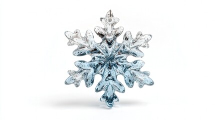 Glass snowflake charm isolated on white background