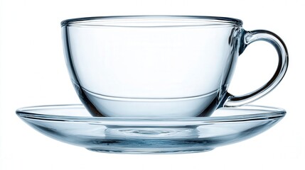 Glass teacup isolated on white background