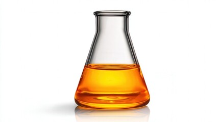 Glass test beaker isolated on white background