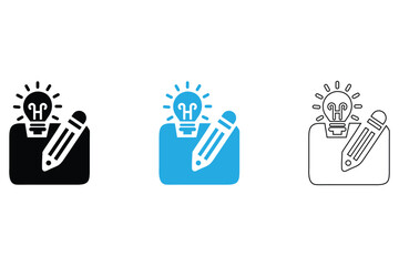 creative idea generation, light bulb, creativity icon vector illustration, silhouette and line art