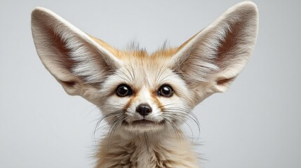 Obraz premium The fennec fox is a small crepuscular fox native to the Sahara Desert and the Sinai Peninsula. Its most distinctive feature is its unusually large ears, which serve to dissipate heat.