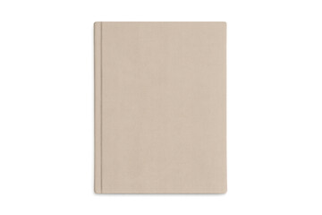 Naklejka premium Blank beige hardcover book cover mockup on transparent background