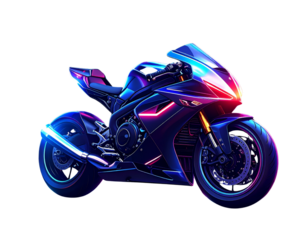  Futuristic Racing Motorcycle Icon in Vibrant Colors PNG