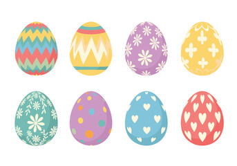 Colorful Easter Eggs with Decorative Patterns for Holiday Celebration.