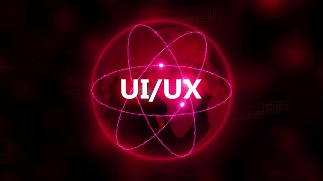 UIUX Text on Neon Orbit Around Earth Globe Digital Abstract Concept User Interface User Experience