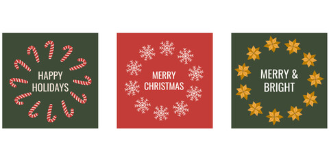 Festive Christmas Poster with Holiday Decorations. Bright and cheerful Christmas poster featuring festive ornaments, snowflakes and candy canes, perfect for holiday promotions and seasonal greetings.