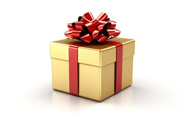 Obraz premium Golden gift box ribbon gold red.