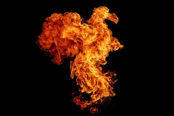 Dynamic Fireball Ignites the Darkness Abstract Flames Dance on Black Background Studio Shot Dramatic Lighting