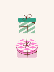 Gift boxes. Vector stylized color illustration.