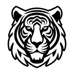 A solid style icon depicting a tiger face