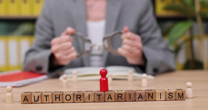 Exploring the concept of authoritarianism with engaging visuals and thought-provoking elements in a colorful educational setting
