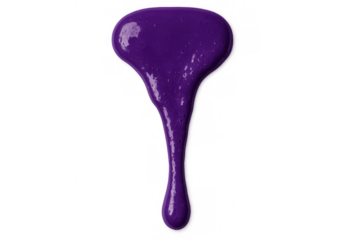Purple slime dripping, abstract viscous goo creating a vibrant liquid paint background or overlay with transparent fill