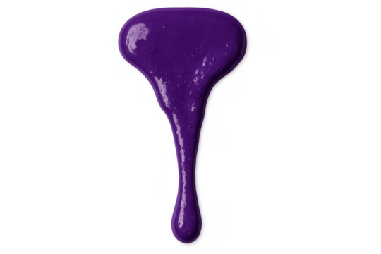 Purple slime dripping, abstract viscous goo creating a vibrant liquid paint background or overlay with transparent fill
