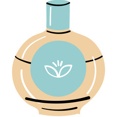 Cosmetics Bottle Icon With Floral Design On A Transparent Background Vector Art And Illustration