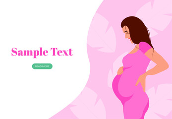 Banner with Pregnant Woman and Space for Text – Motherhood and Maternity Design