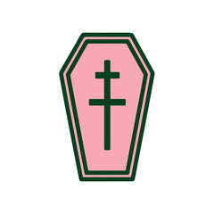 Obraz premium Minimal Vector Silhouette Coffin Logo Design Icon for Gothic Branding, Halloween, Funeral Services, E-commerce, Dark Aesthetic, and Modern Minimalist Graphic Design