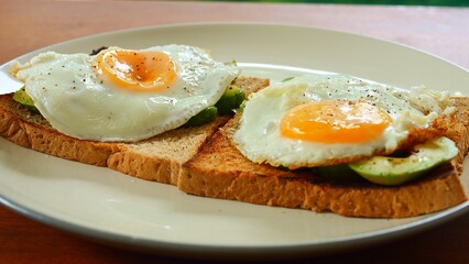 Healthy breakfast with avocado toast and egg in soft morning light Balanced breakfast inspires mindful start combining freshness and calm Perfect breakfast moment symbolizing wellness and energy